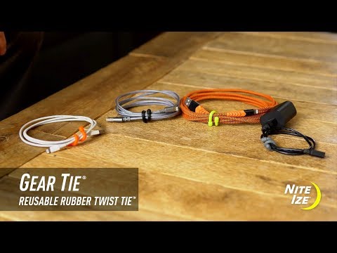 Load and play video in Gallery viewer, NiteIze Original Gear Tie Reusable Rubber Twist Tie 3 in. - 4 Pack